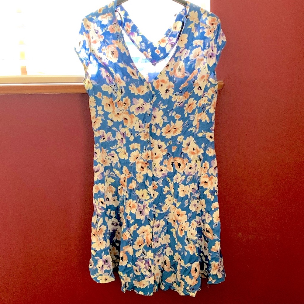 Floral mini button down dress